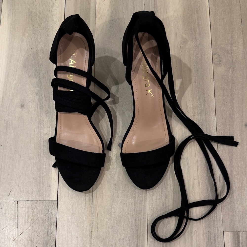 Allegra K Black Strappy Heels